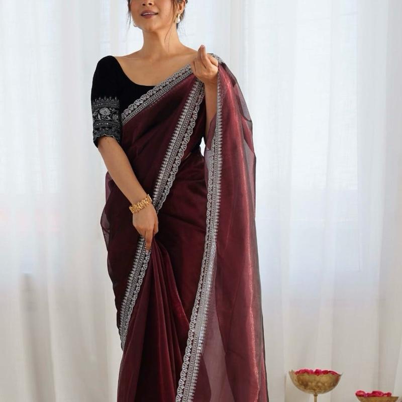 Festive Wear Velvet Saree with Beautiful Border