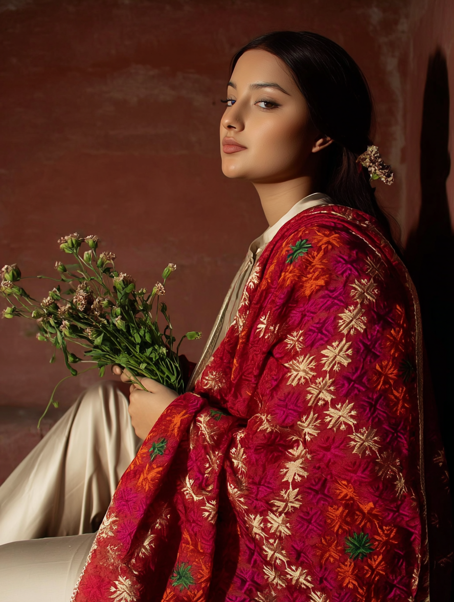 Traditional Shagun ka Phulkari Dupatta - Hand Embroidered