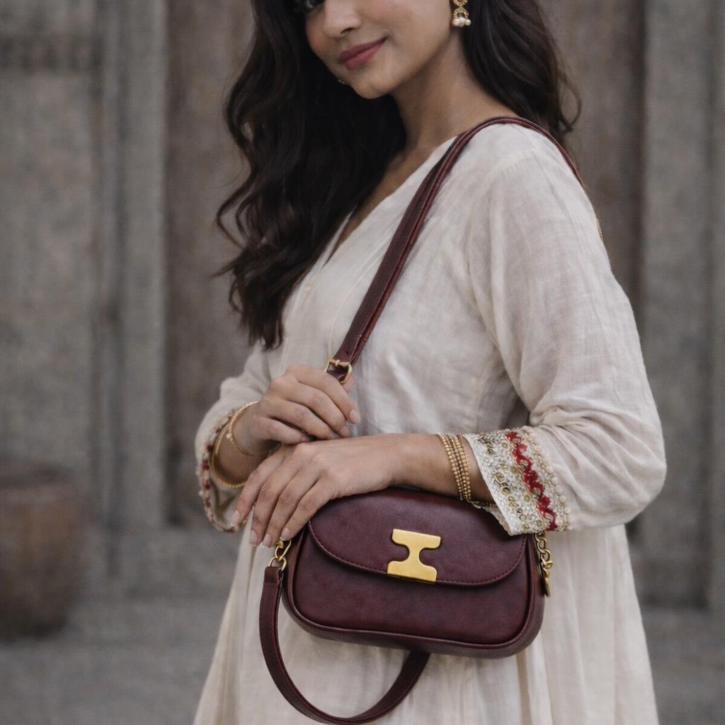 Manya - Shoulder Bag with Bronze Gold Detailing