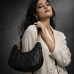 Zoya - Quilted PU Leather Shoulder Bag – Gold Chain Handle & Topstitching