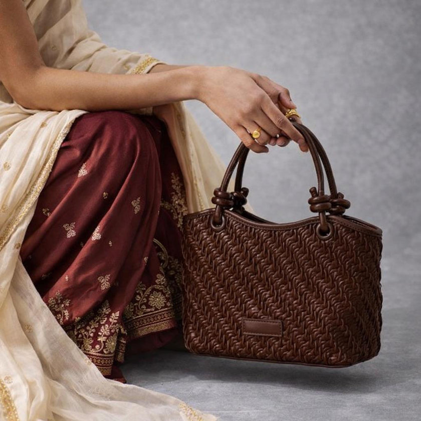 Jas - Interwoven Hand Bag PU Leather with Straps