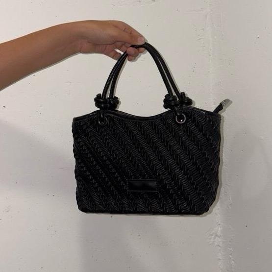 Y2K Pleated & Rouched Shoulder Bag – Half Moon Shape with Beaded Handle