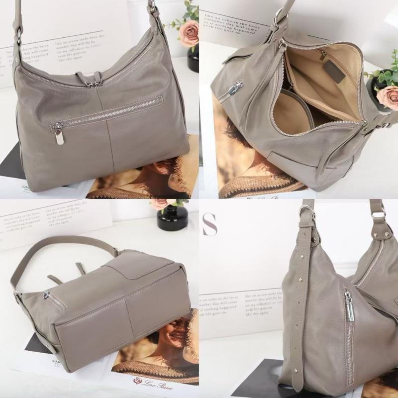 Vanya - Pure Cowhide Leather Bag with Strap and Zipper Detailing - Cowhide Leather