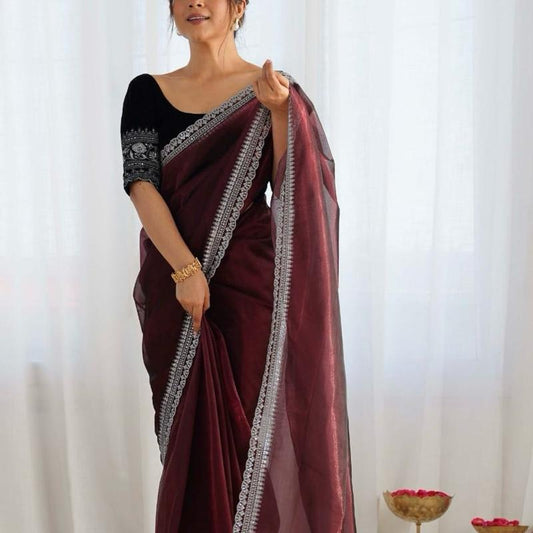 Festive Wear Velvet Saree with Beautiful Border