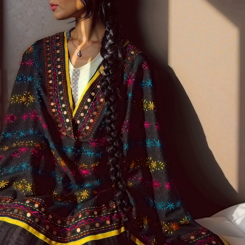 Chanderi Silk Phulkari Dupatta