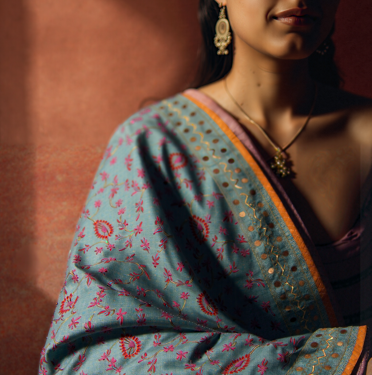 Chanderi Silk Phulkari Dupatta