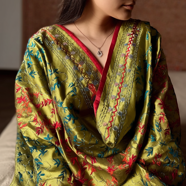 Chanderi Silk Phulkari Dupatta