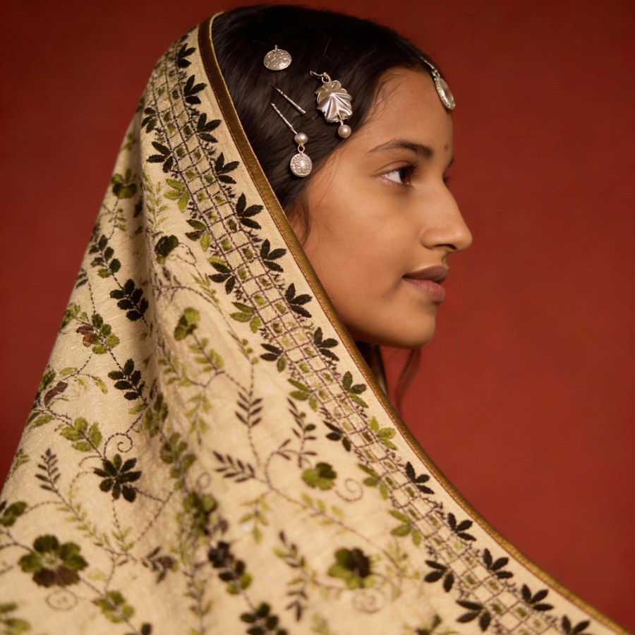 Chanderi Silk Phulkari Dupatta