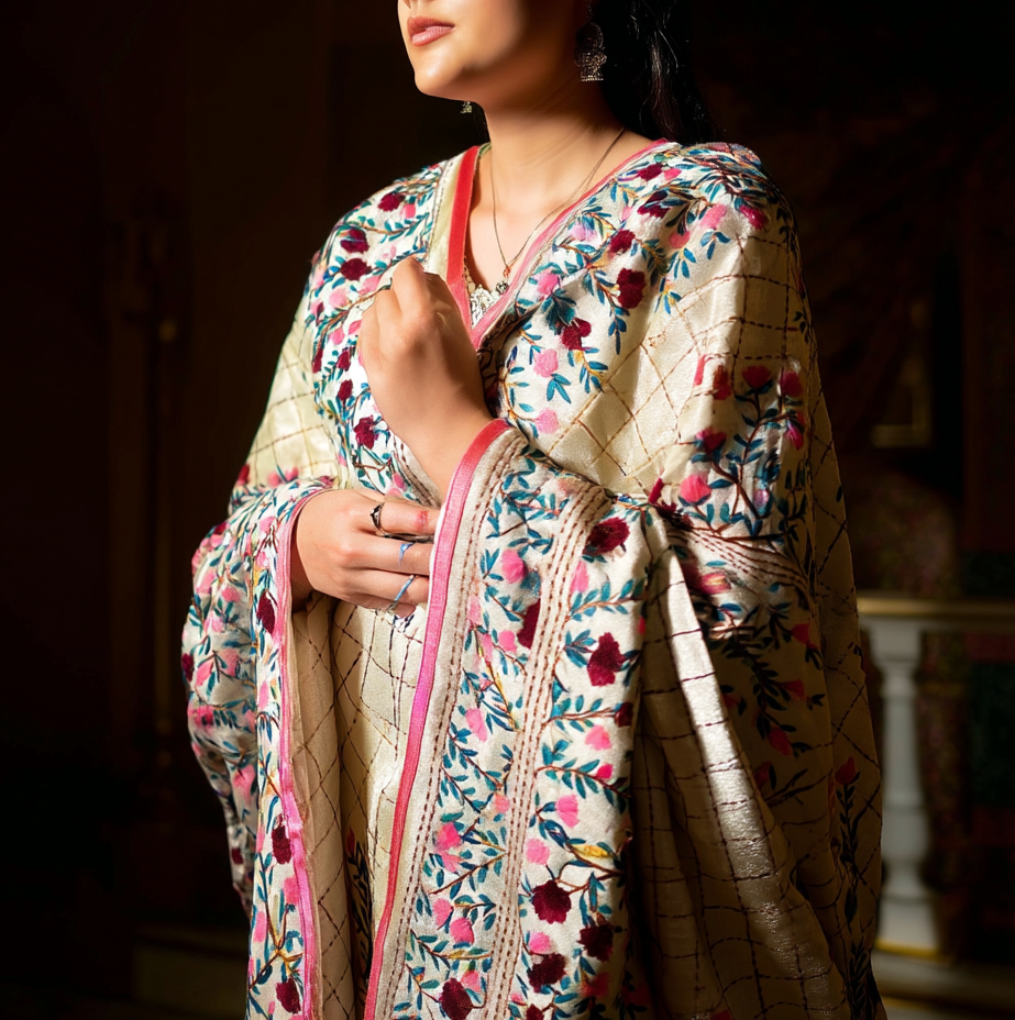 Chanderi Silk Phulkari Dupatta