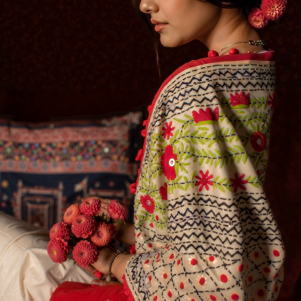 Chanderi Silk Phulkari Dupatta