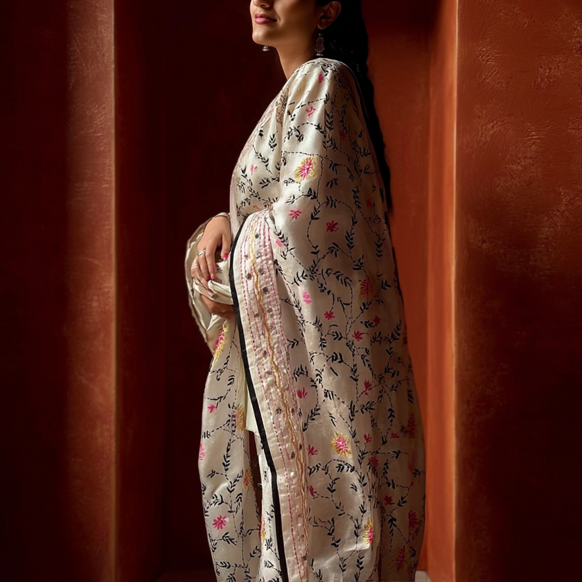 Chanderi Silk Phulkari Dupatta