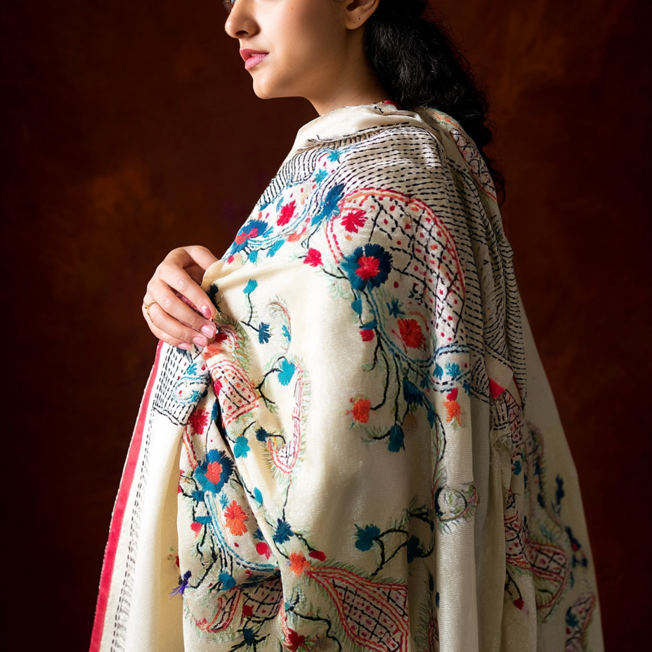 Chanderi Silk Phulkari Dupatta