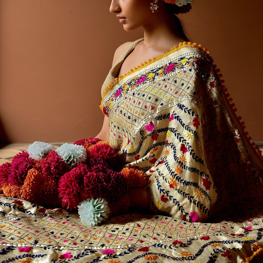 Chanderi Silk Phulkari Dupatta