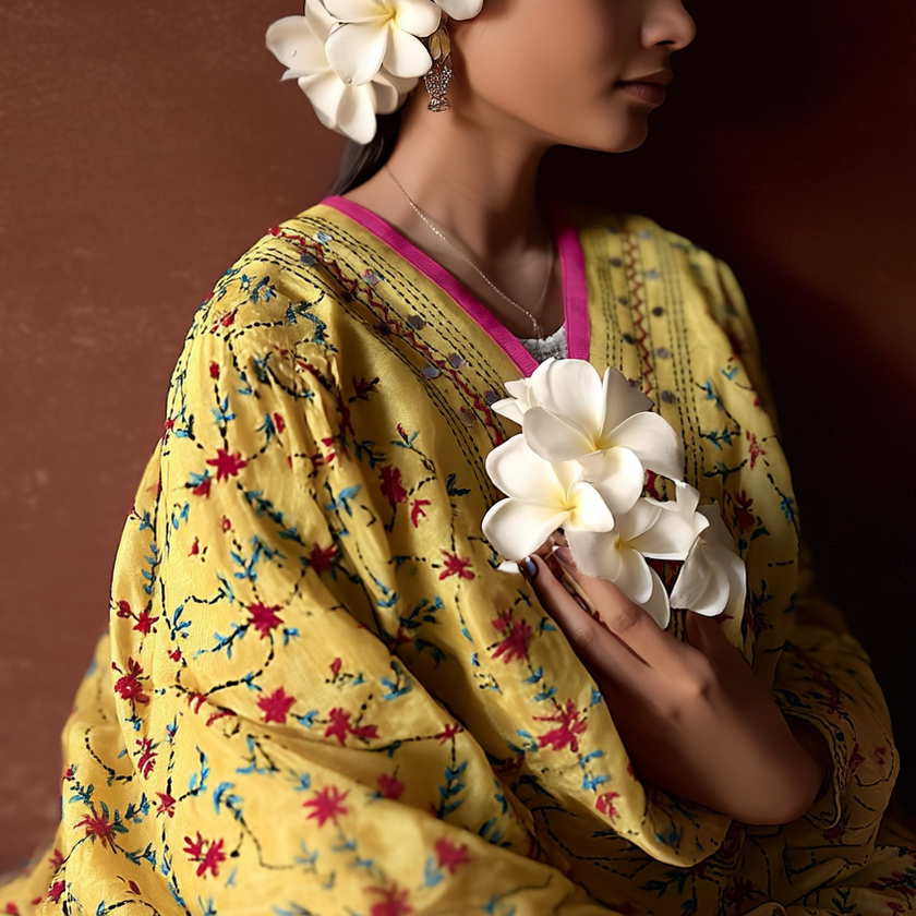 Chanderi Silk Phulkari Dupatta