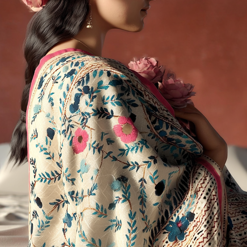 Chanderi Silk Phulkari Dupatta