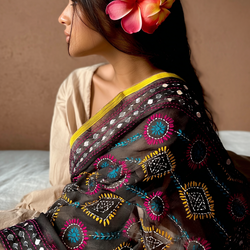 Chanderi Silk Phulkari Dupatta
