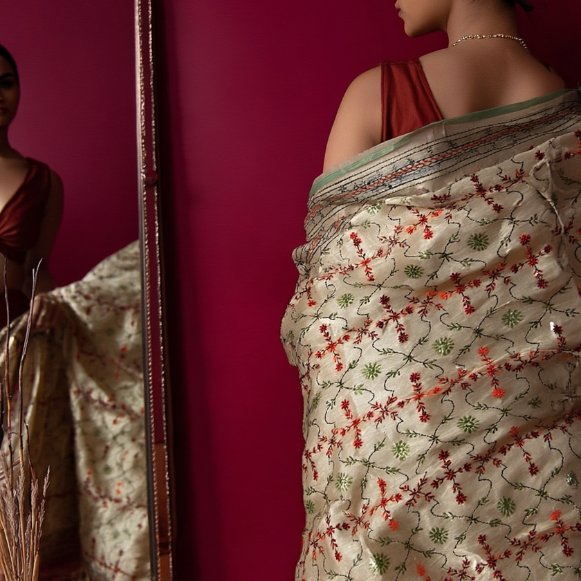 Chanderi Silk Phulkari Dupatta