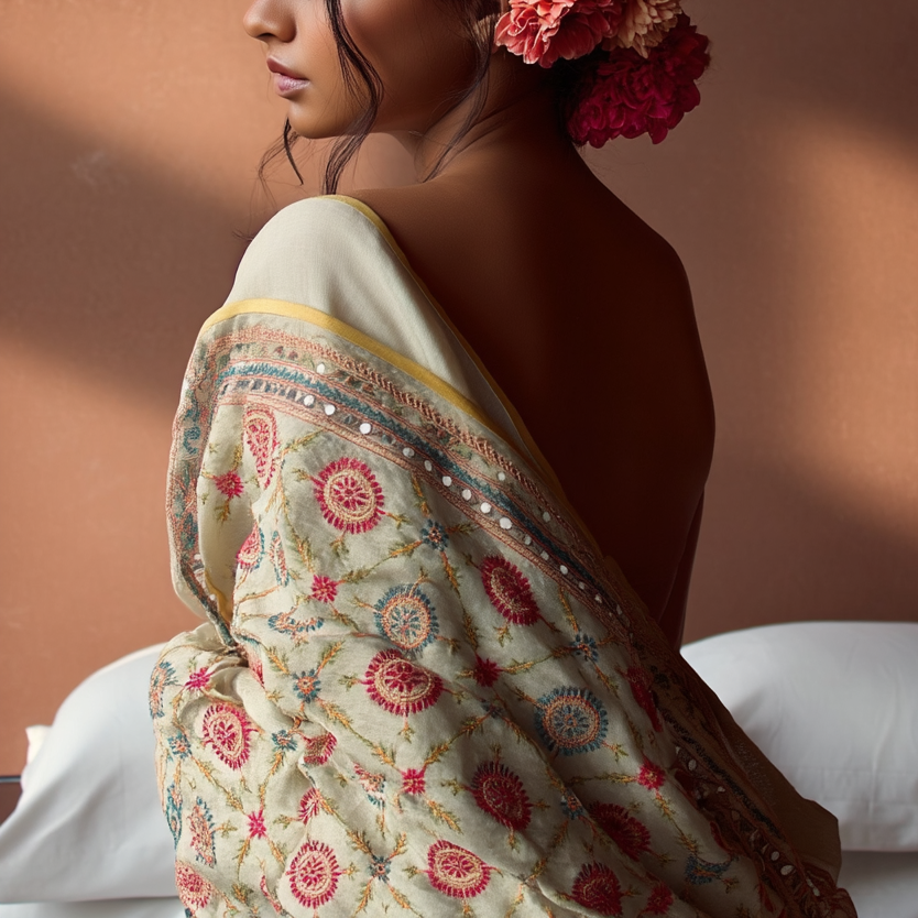Chanderi Silk Phulkari Dupatta