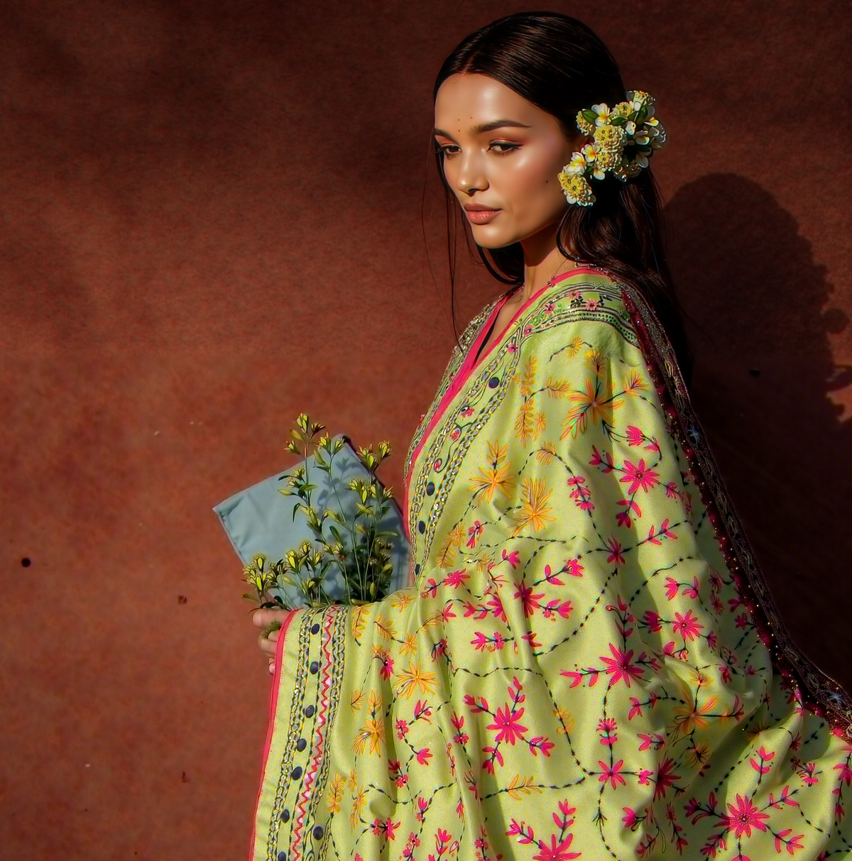 Chanderi Silk Phulkari Dupatta