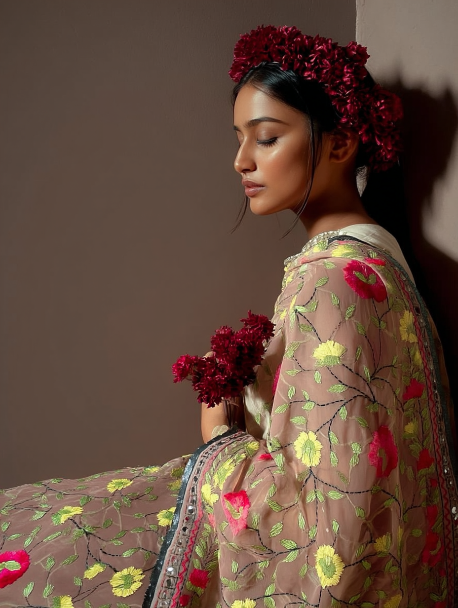 Phulkari Dupatta - Handmade Georgette