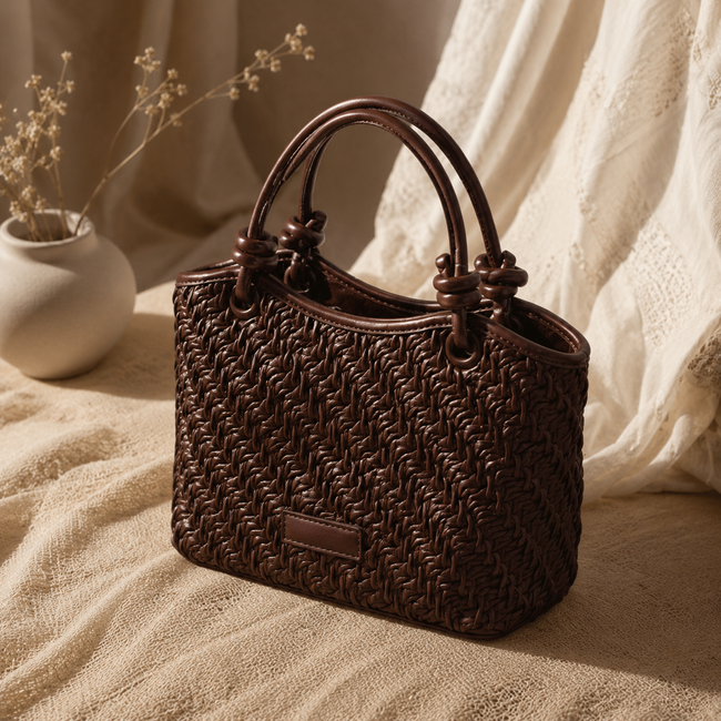 Jas - Interwoven Hand Bag PU Leather with Straps