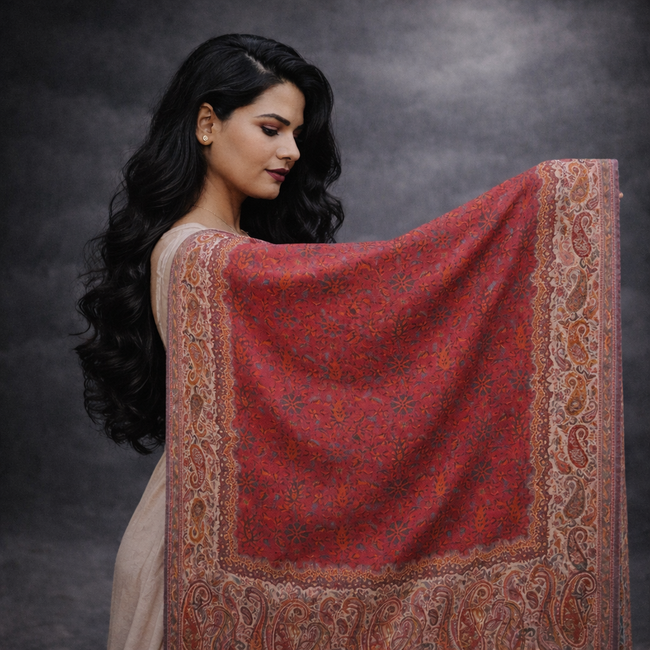 Kashmiri Wool Shawl – Hand-Embroidered, Luxury Pashmina Wrap