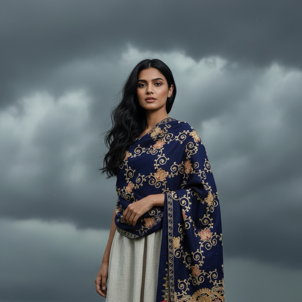 Kashmiri Wool Shawl – Hand-Embroidered, Luxury Pashmina Wrap