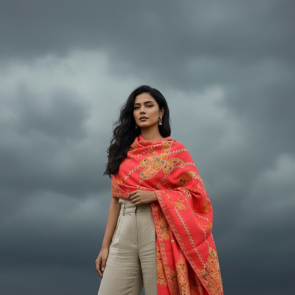 Kashmiri Wool Shawl – Hand-Embroidered, Luxury Pashmina Wrap