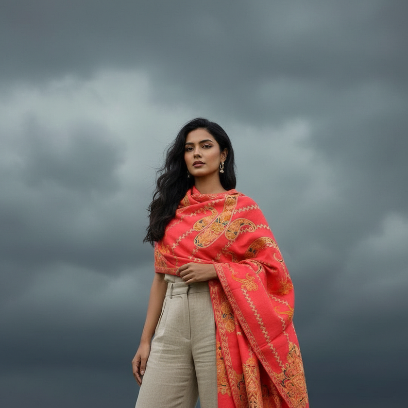 Kashmiri Wool Shawl – Hand-Embroidered, Luxury Pashmina Wrap