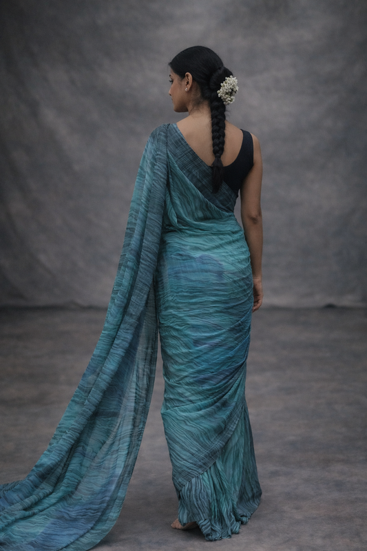 Ready to Wear Saree with Unstitched Blouse Fabric - Pre-Pleated Design for Versatile Styling