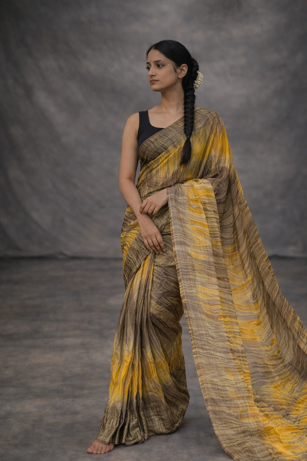 Ready to Wear Saree with Unstitched Blouse Fabric - Pre-Pleated Design for Versatile Styling