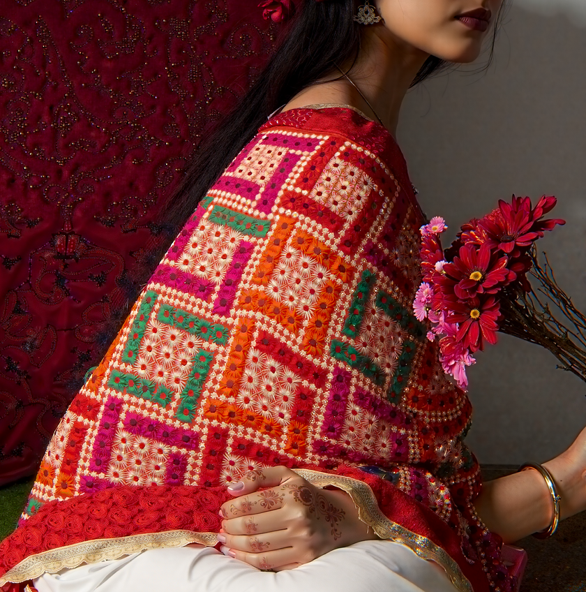 Chanderi Silk Phulkari Dupatta