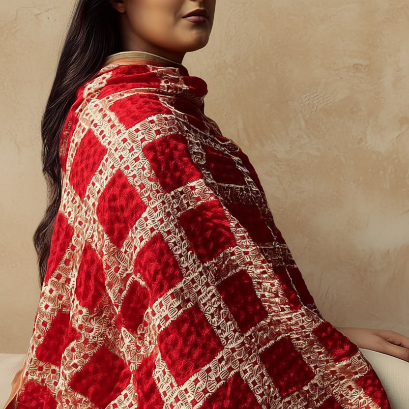 Chanderi Silk Phulkari Dupatta