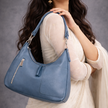 Vanya - Pure Cowhide Leather Bag with Strap and Zipper Detailing - Cowhide Leather